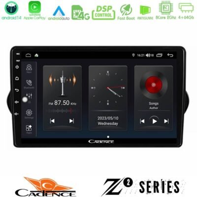 Cadence Z2 Series 8Core Android14 4+64GB  Fiat Tipo 2015-2022 (Hatchback) Navigation Multimedia Tablet 9" Με Carplay & Android Auto